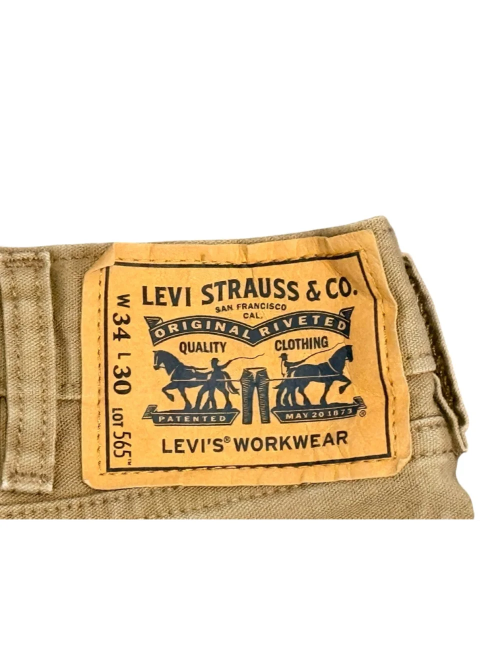 Levi’s 565 Workwear Pants Mens 34x30 Tan Brown Double Knee Utility Carpenter
